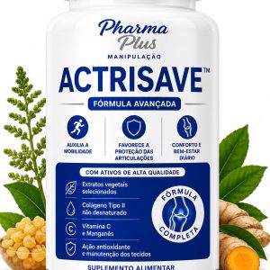 Actrisave 30 cápsulas Pharma Plus Manipulação para auxiliar no fortalecimento dos cabelos, redução da queda capilar, controle da oleosidade do couro cabeludo e saúde capilar.