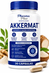 Akkermat 30 cápsulas Pharma Plus Manipulação para auxiliar no controle do apetite, aumento da saciedade, equilíbrio metabólico e programas de emagrecimento.